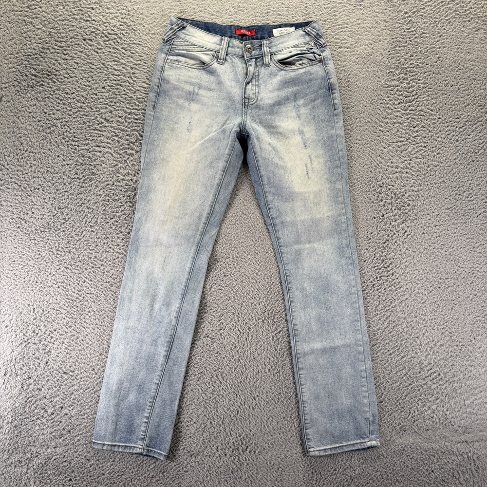 Guess Jeans Men's 29x32 Blue Cotton Denim Straight Slim Workwear Faded Travel